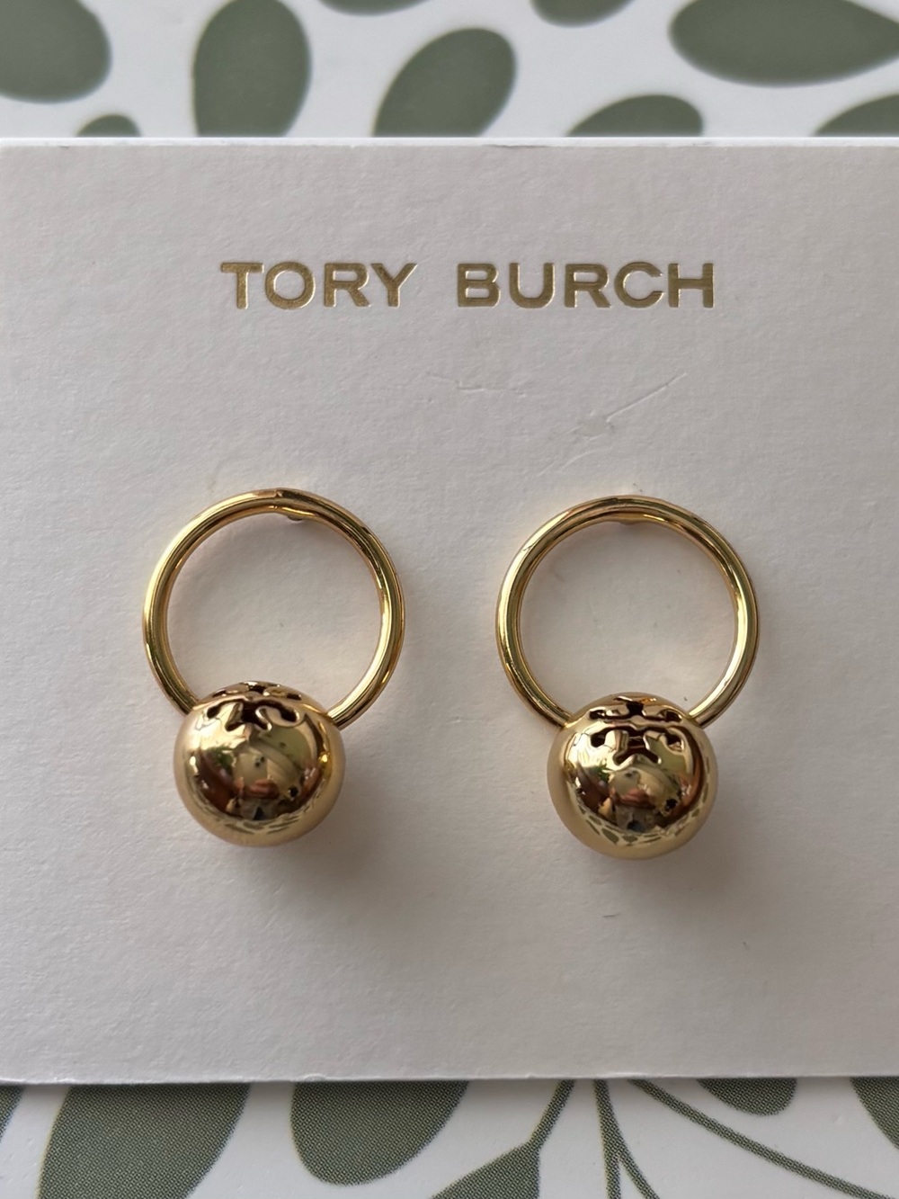 Tory Burch Polished Gold Sphere Hoop Earrings